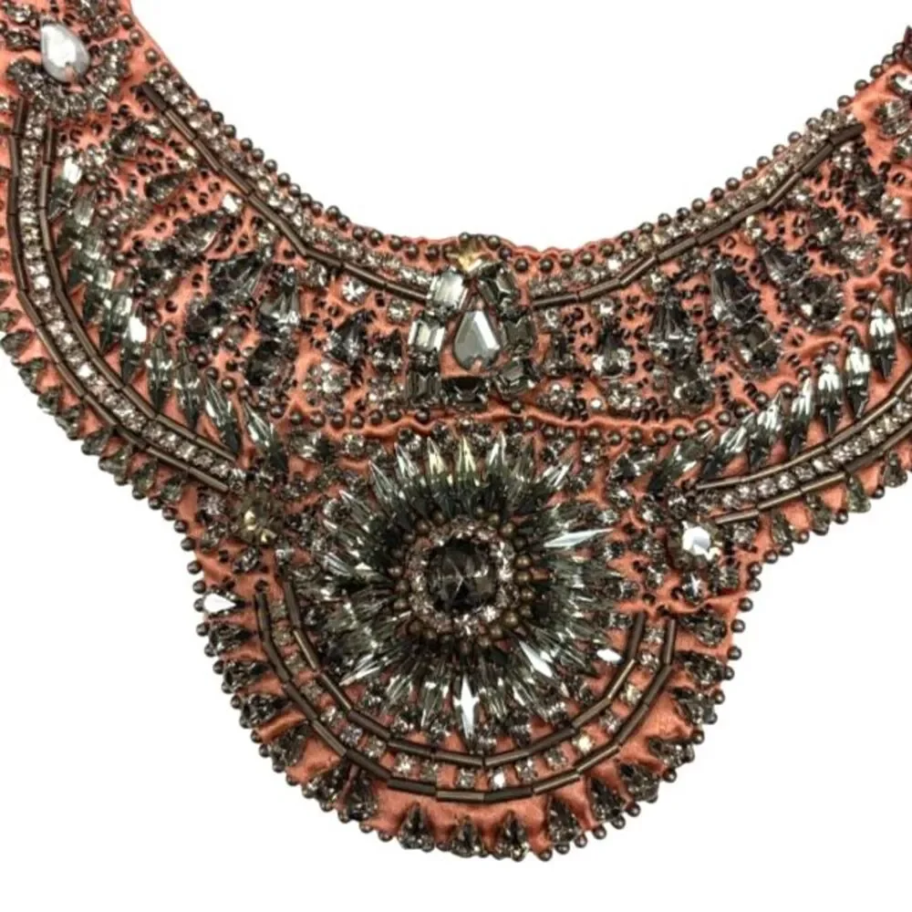 J.Crew Archive Hand-Embroidered Rhinestone Sequin Crystal Collar Bib Necklace